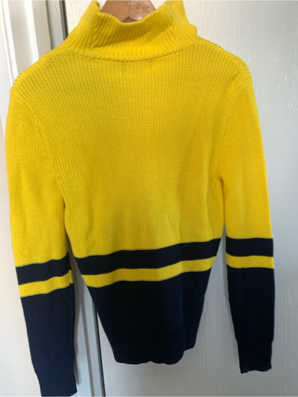 Ralph Lauren Yellow and Navy Half-Zip Cowl Sweater - Picture 3 of 4